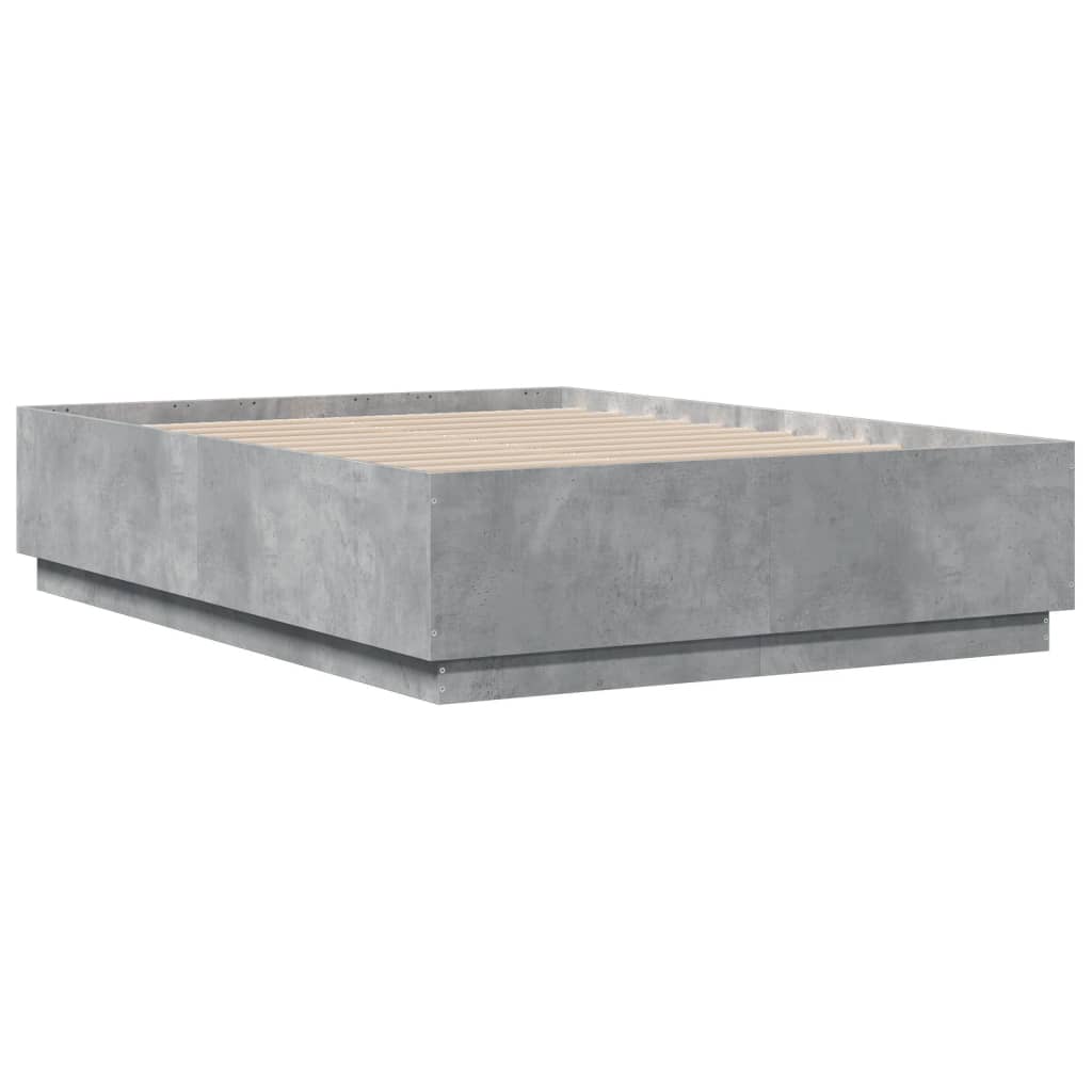 Cadre de lit sans matelas gris béton 135x190 cm