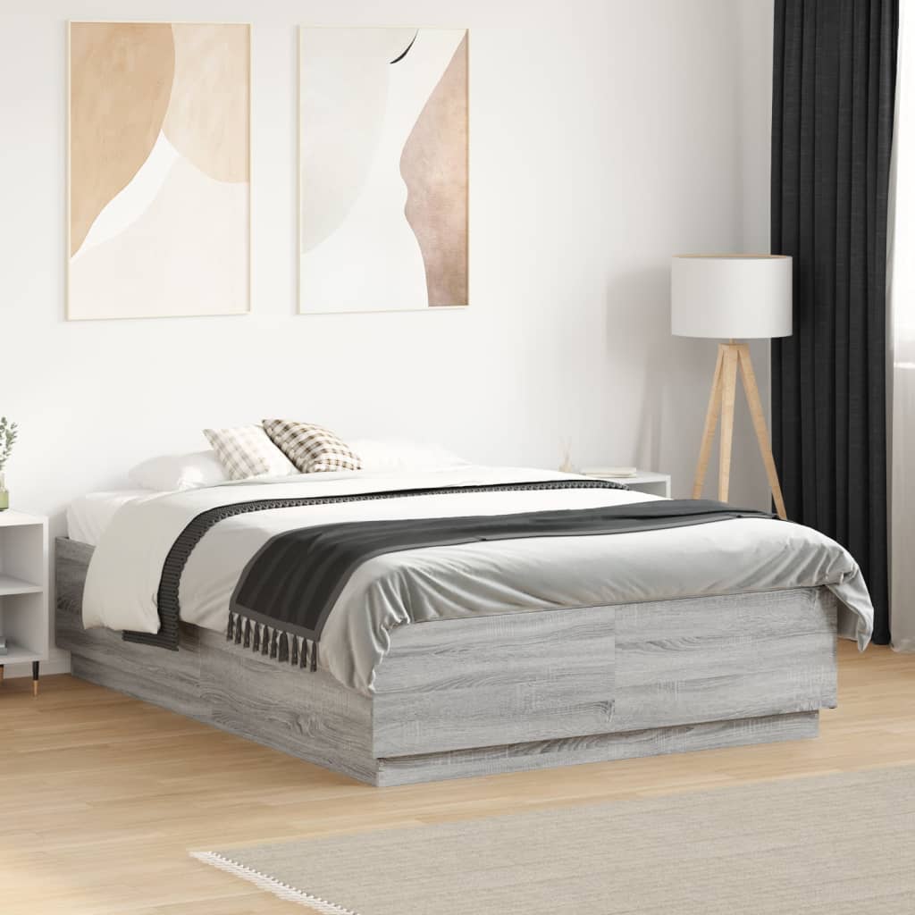 Cadre de lit sans matelas sonoma gris 135x190 cm