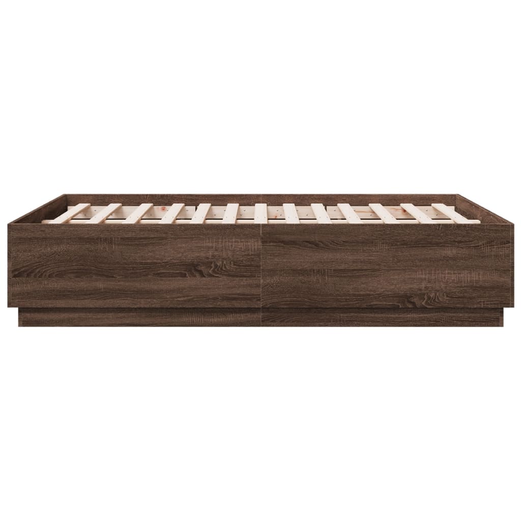 Cadre de lit sans matelas chêne marron 135x190 cm