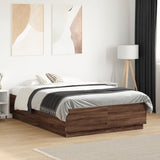 Cadre de lit sans matelas chêne marron 135x190 cm