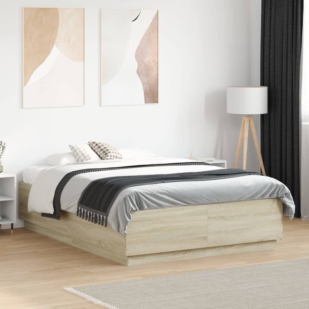 Cadre de lit sans matelas chêne sonoma 120x190 cm