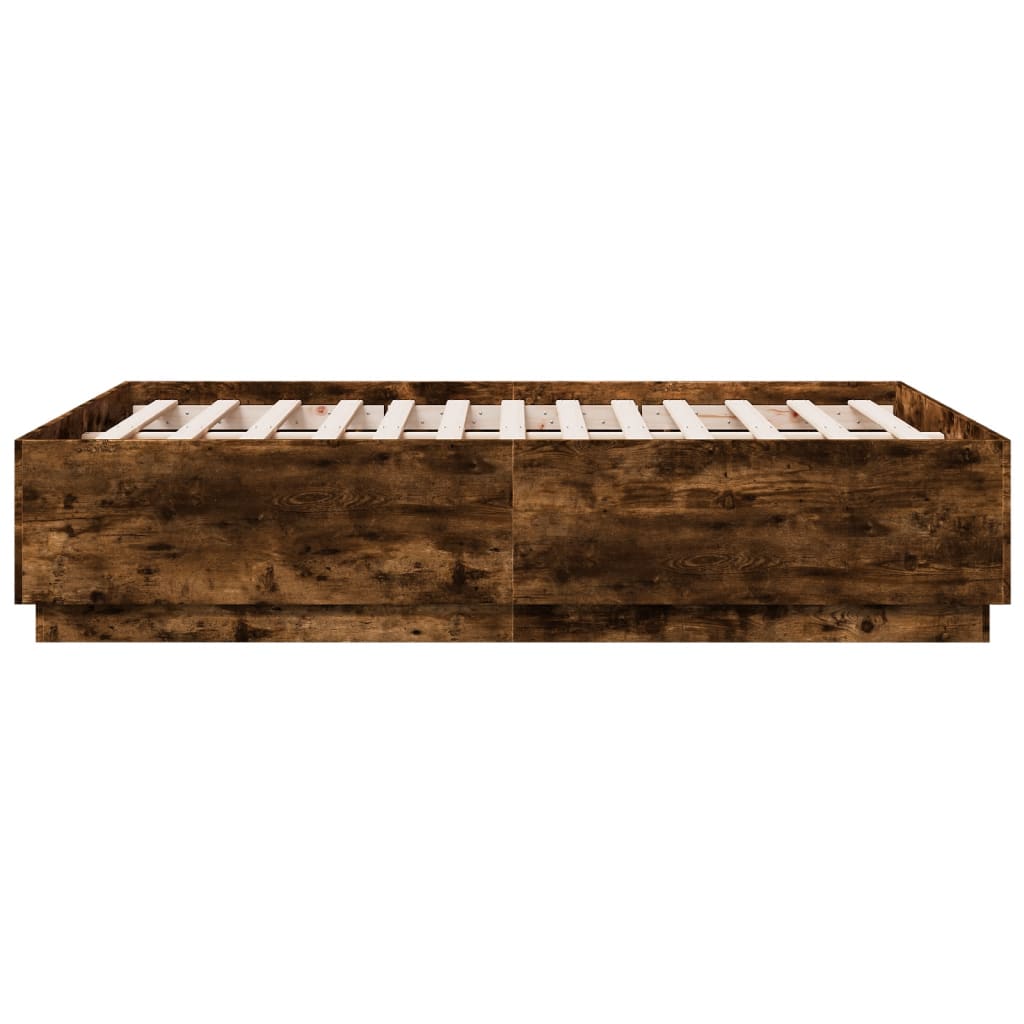 Cadre de lit sans matelas chêne fumé 120x190 cm