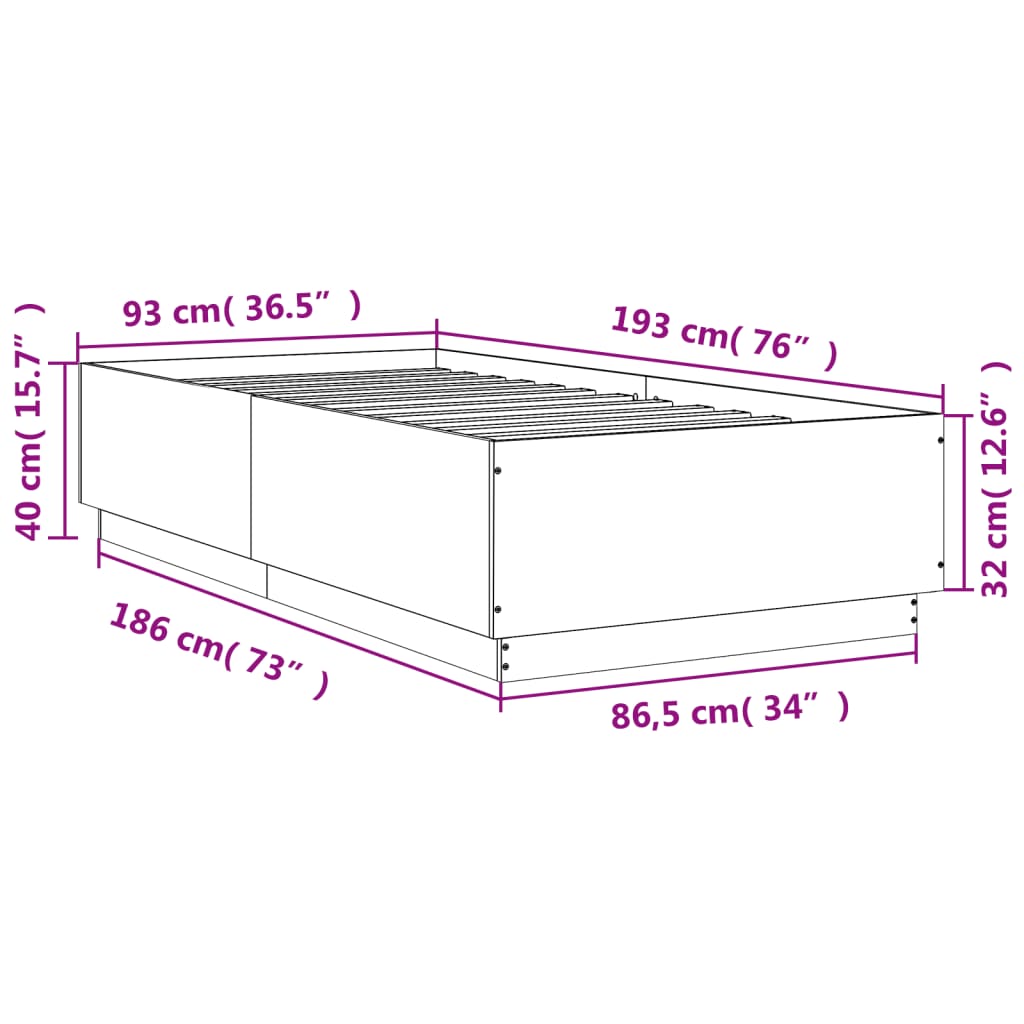 Cadre de lit sans matelas blanc 90x190 cm