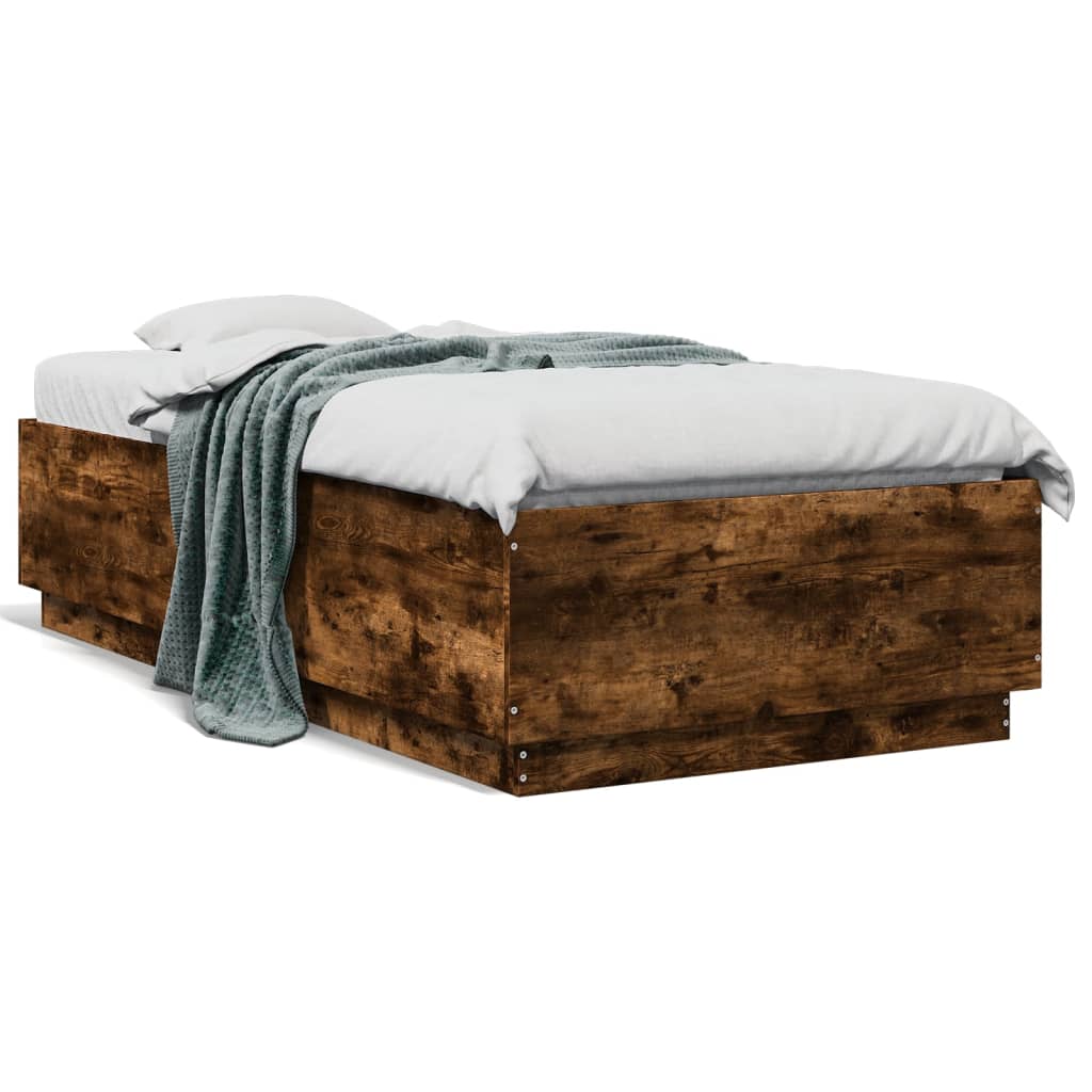 Cadre de lit sans matelas chêne fumé 90x190 cm