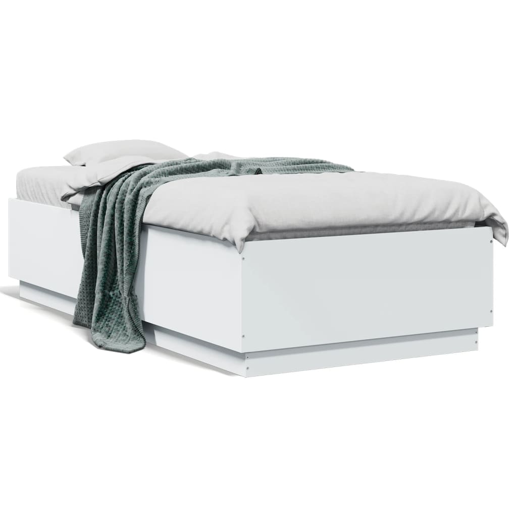 Cadre de lit sans matelas blanc 75x190 cm