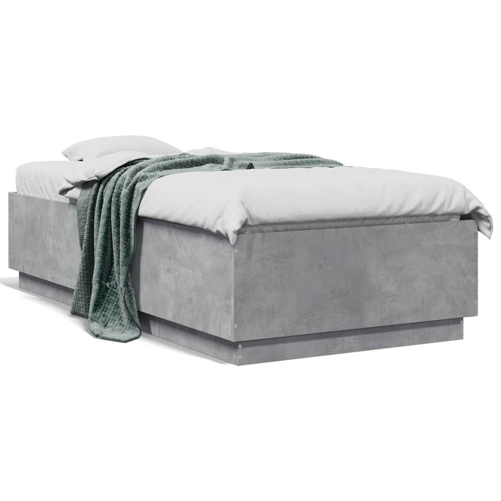 Cadre de lit sans matelas gris béton 75x190 cm