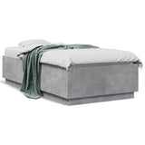 Cadre de lit sans matelas gris béton 75x190 cm