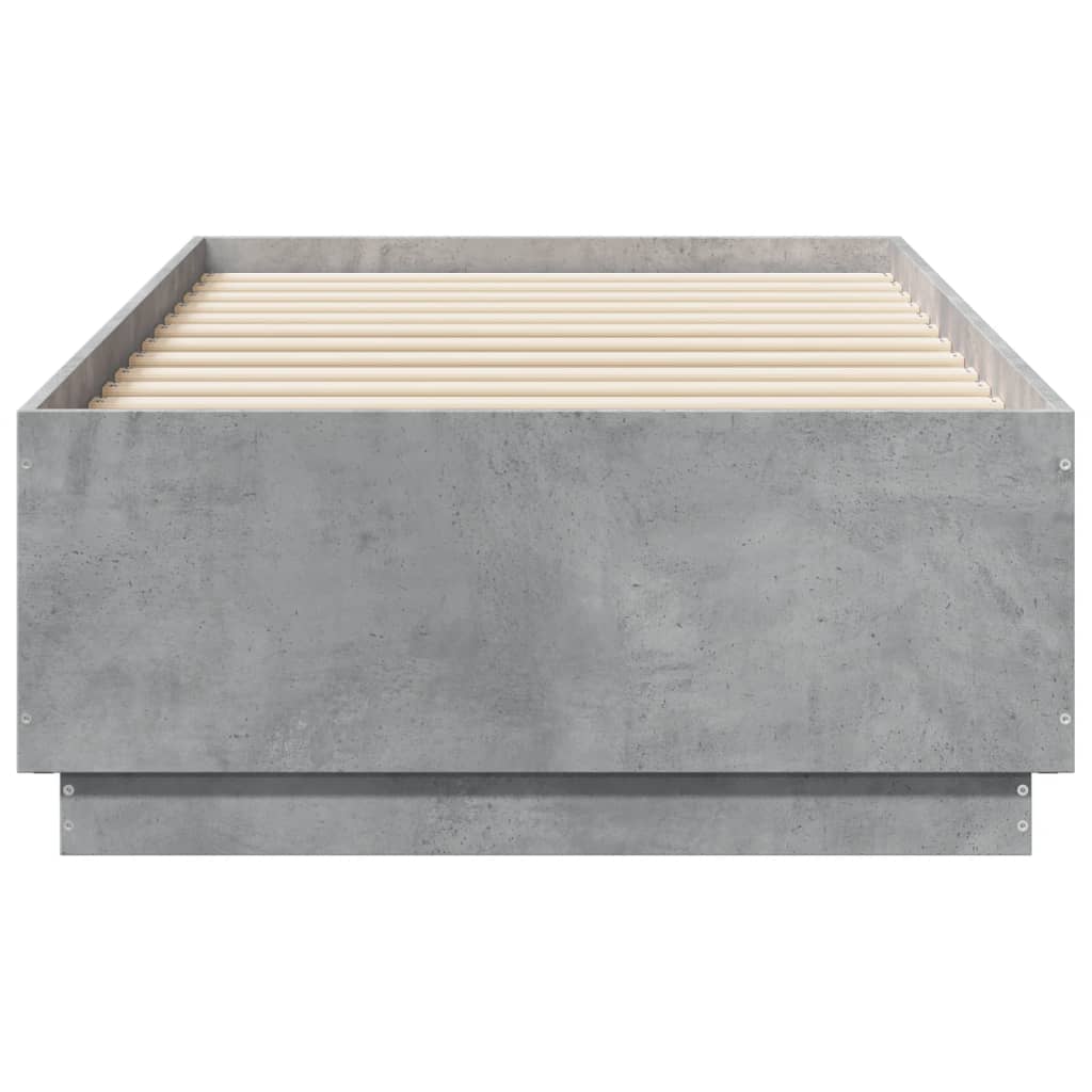 Cadre de lit sans matelas gris béton 75x190 cm