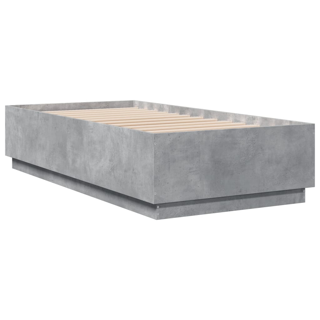 Cadre de lit sans matelas gris béton 75x190 cm