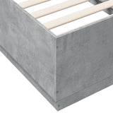 Cadre de lit sans matelas gris béton 75x190 cm