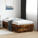 Bed frame without mattress smoked oak 75x190 cm