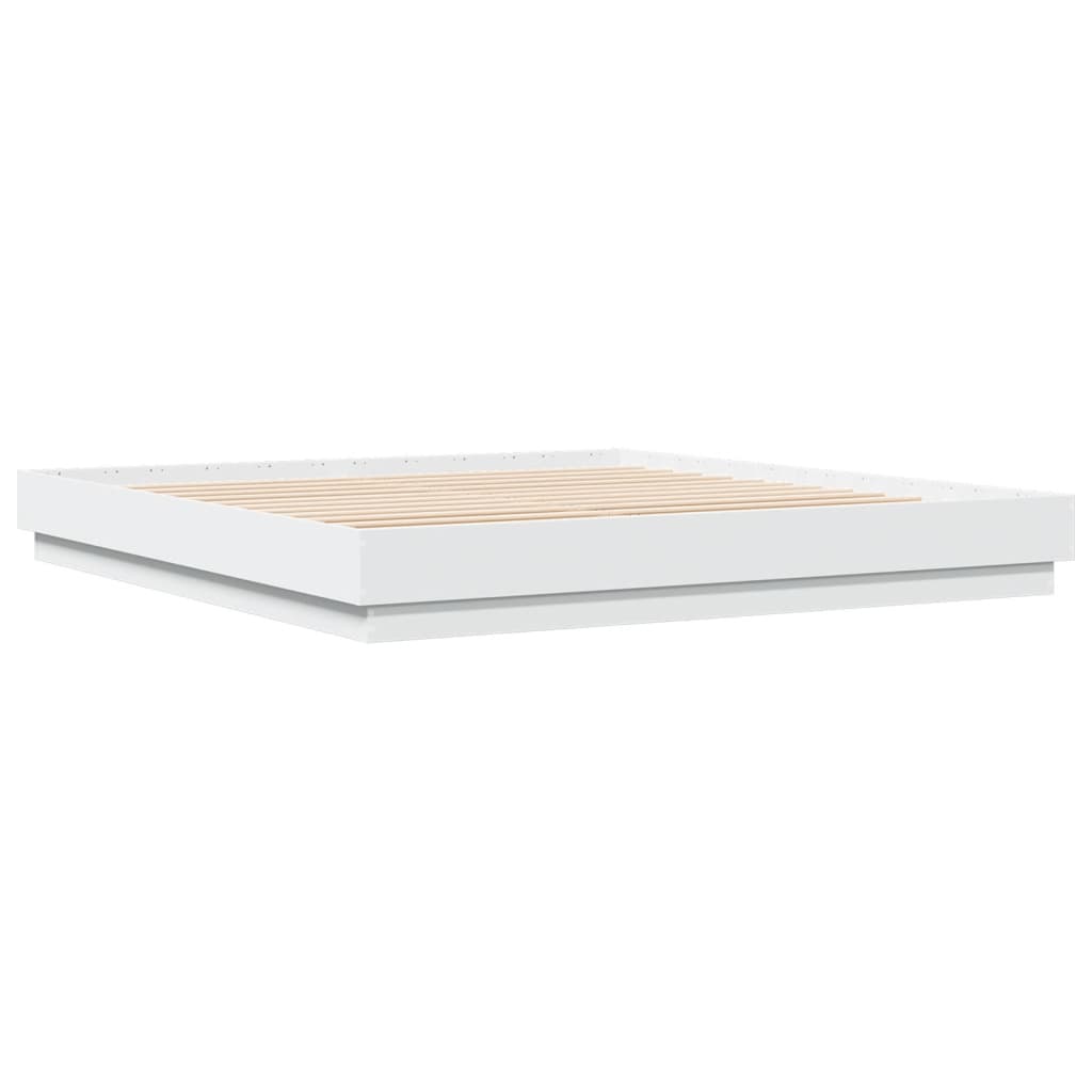 Cadre de lit avec LED sans matelas blanc 200x200 cm