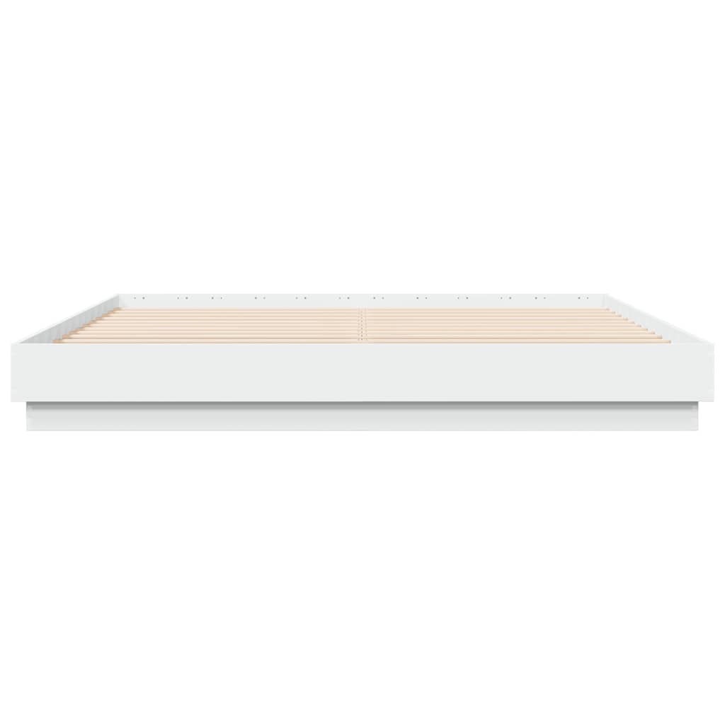 Cadre de lit avec LED sans matelas blanc 200x200 cm