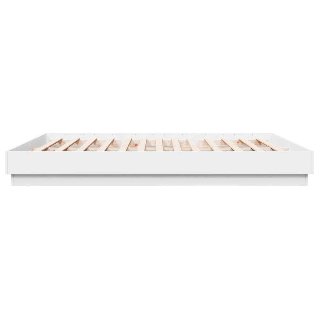 Cadre de lit avec LED sans matelas blanc 200x200 cm