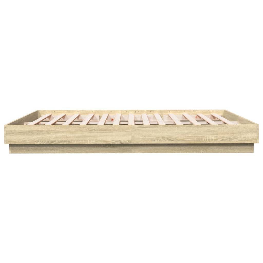 Cadre de lit avec LED sans matelas chêne sonoma 200x200 cm