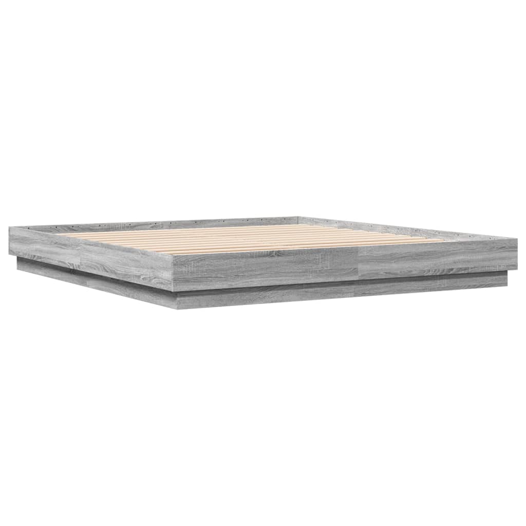 Cadre de lit avec LED sans matelas sonoma gris 200x200 cm