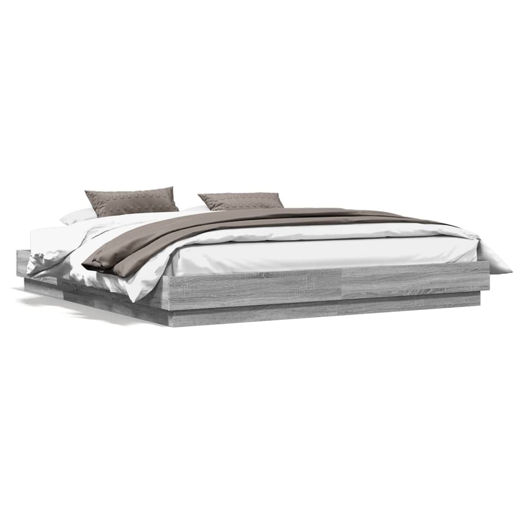 Cadre de lit avec LED sans matelas sonoma gris 200x200 cm