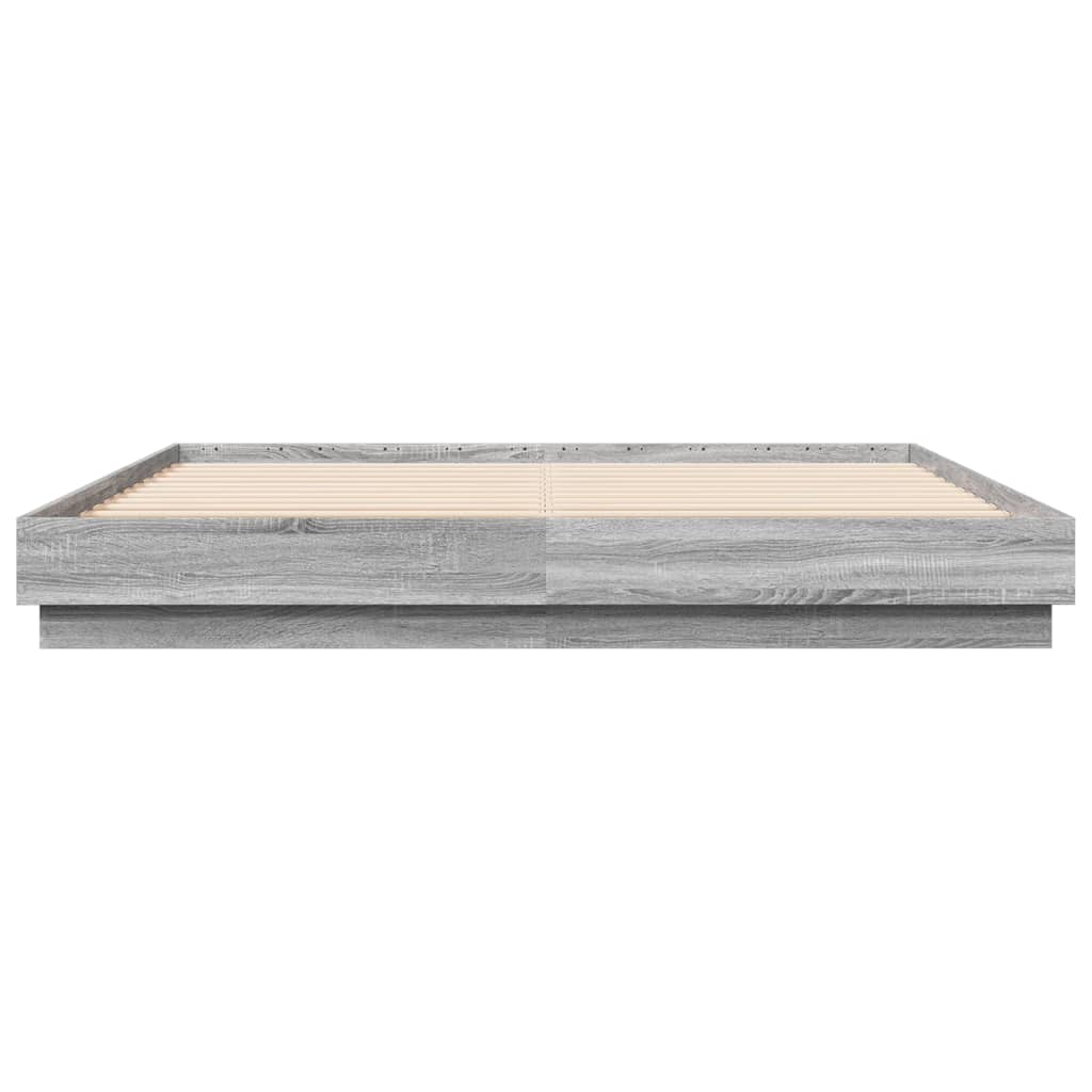 Cadre de lit avec LED sans matelas sonoma gris 200x200 cm