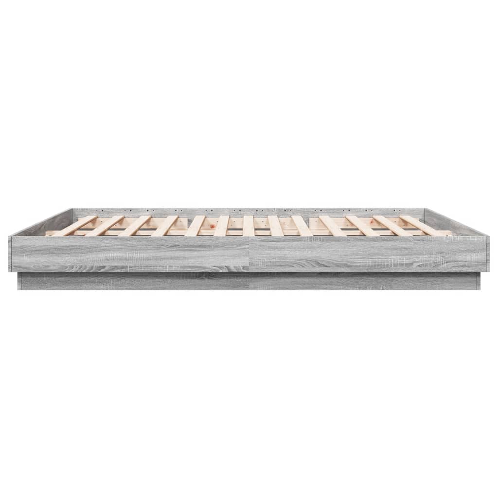 Cadre de lit avec LED sans matelas sonoma gris 200x200 cm