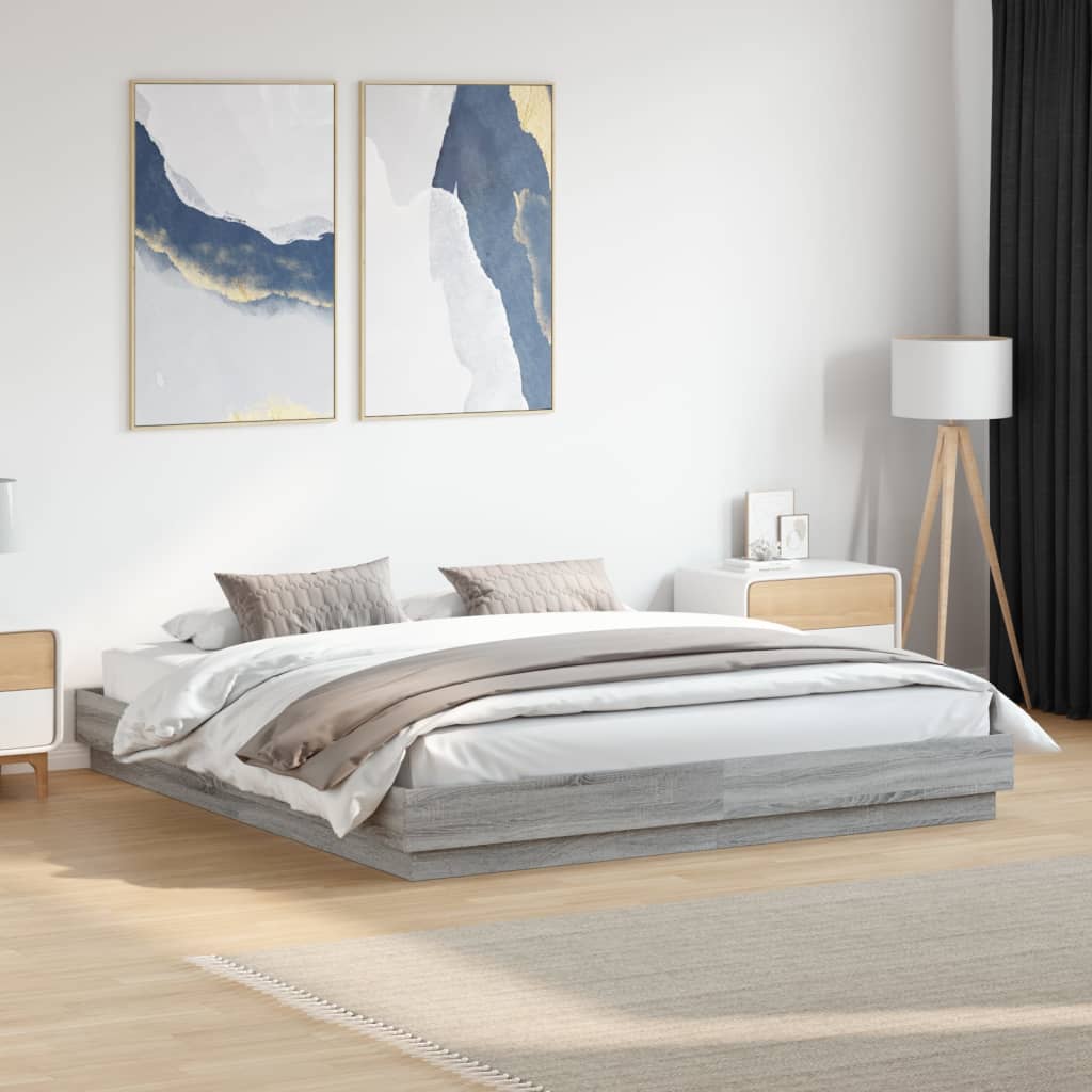 Cadre de lit avec LED sans matelas sonoma gris 200x200 cm