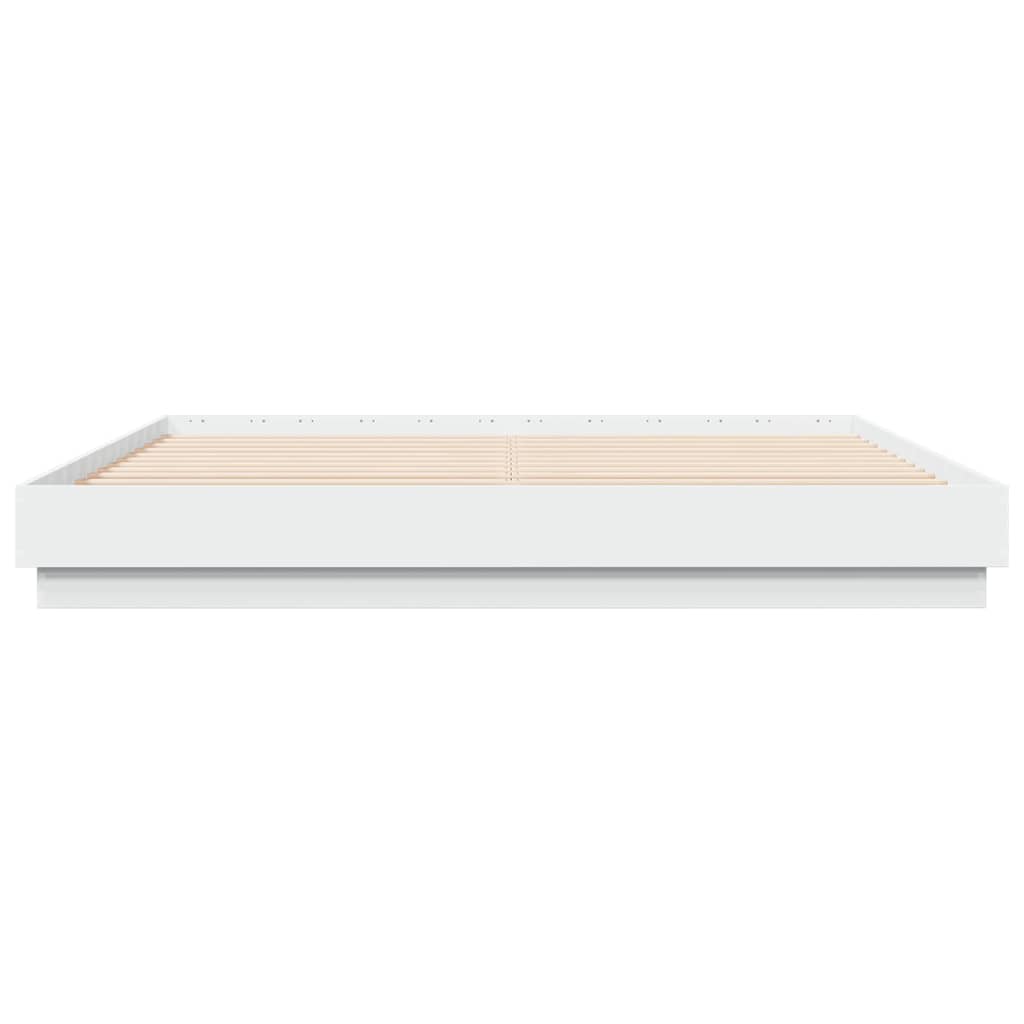 Cadre de lit avec LED sans matelas blanc 180x200 cm