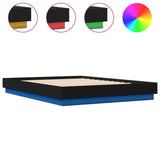 Bed frame with LED without mattress black 160x200 cm