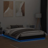 Bed frame with LED without mattress black 150x200 cm