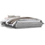 Cadre de lit avec LED sans matelas sonoma gris 150x200 cm