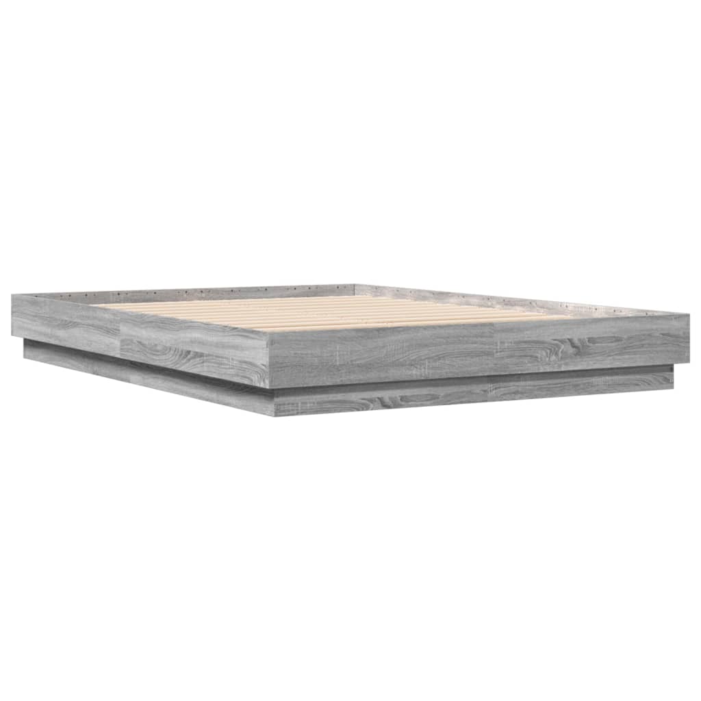 Cadre de lit avec LED sans matelas sonoma gris 120x200 cm