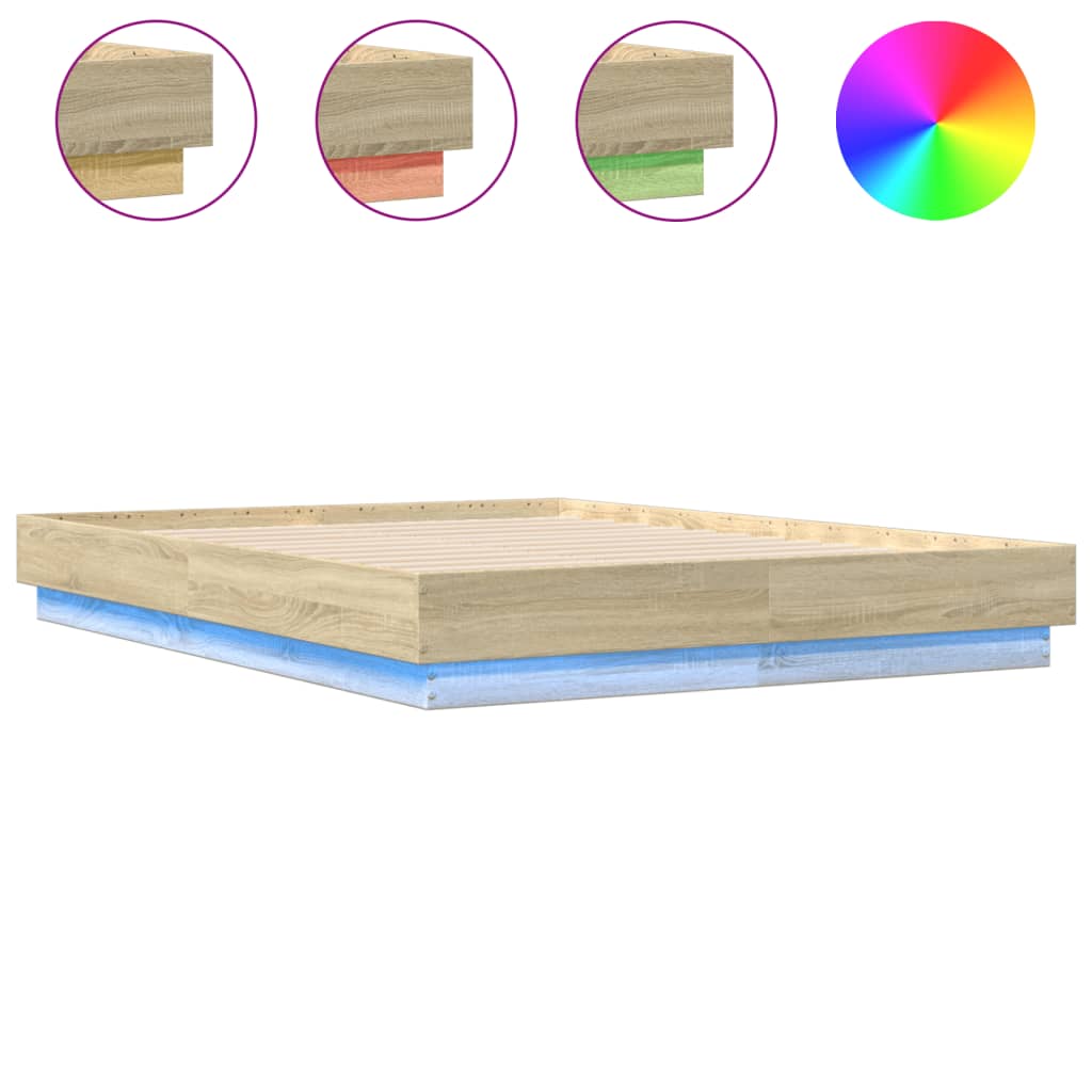 Cadre de lit avec LED sans matelas chêne sonoma 140x190 cm