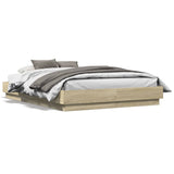 Cadre de lit avec LED sans matelas chêne sonoma 140x190 cm