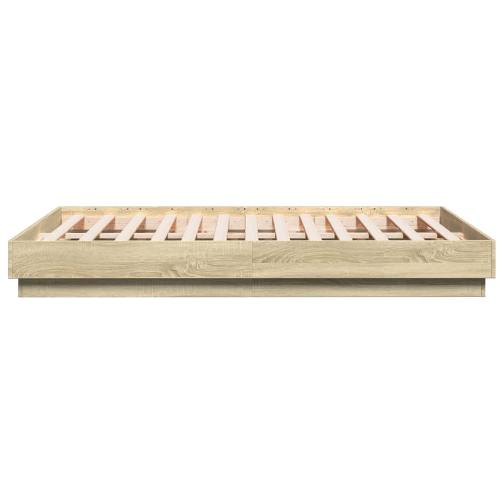 Cadre de lit avec LED sans matelas chêne sonoma 140x190 cm