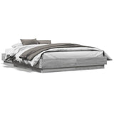 Cadre de lit avec LED sans matelas sonoma gris 140x190 cm