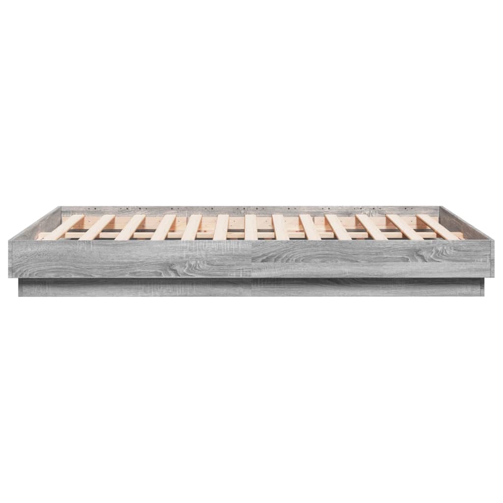 Cadre de lit avec LED sans matelas sonoma gris 140x190 cm