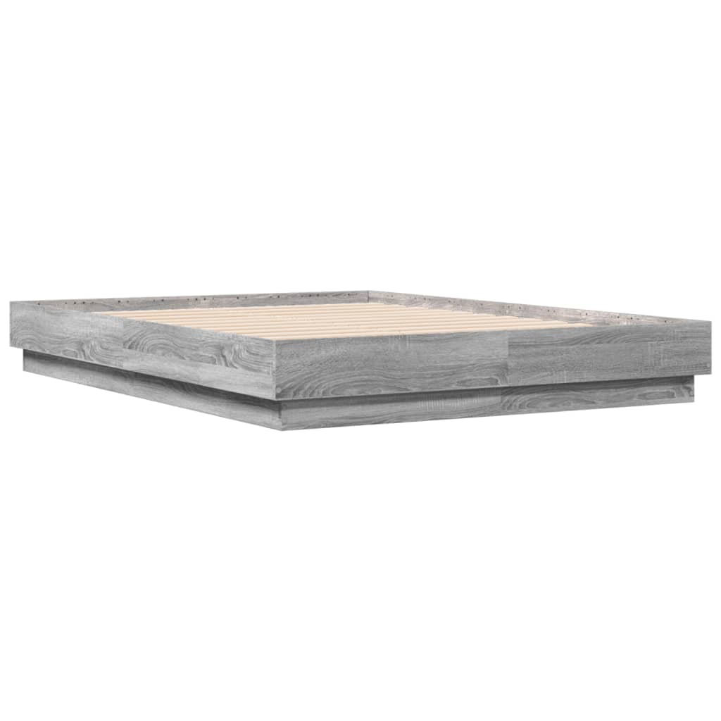 Cadre de lit avec LED sans matelas sonoma gris 140x190 cm