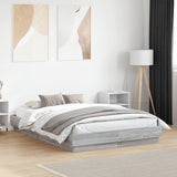 Cadre de lit avec LED sans matelas sonoma gris 140x190 cm