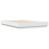 Cadre de lit avec LED sans matelas blanc 135x190 cm