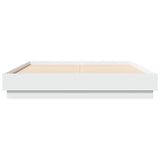 Cadre de lit avec LED sans matelas blanc 135x190 cm