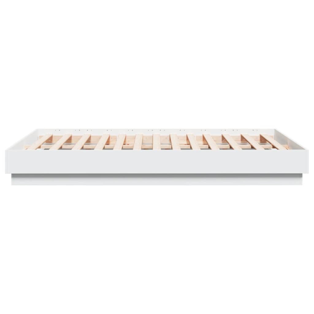 Cadre de lit avec LED sans matelas blanc 135x190 cm