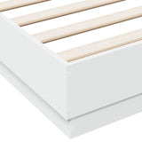 Cadre de lit avec LED sans matelas blanc 135x190 cm