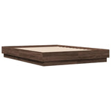 Cadre de lit avec LED sans matelas chêne marron 135x190 cm