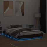 Cadre de lit avec LED sans matelas chêne marron 135x190 cm