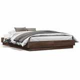 Cadre de lit avec LED sans matelas chêne marron 135x190 cm