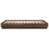 Cadre de lit avec LED sans matelas chêne marron 135x190 cm