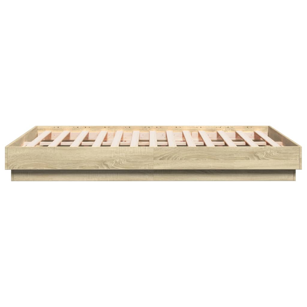 Cadre de lit avec LED sans matelas chêne sonoma 120x190 cm