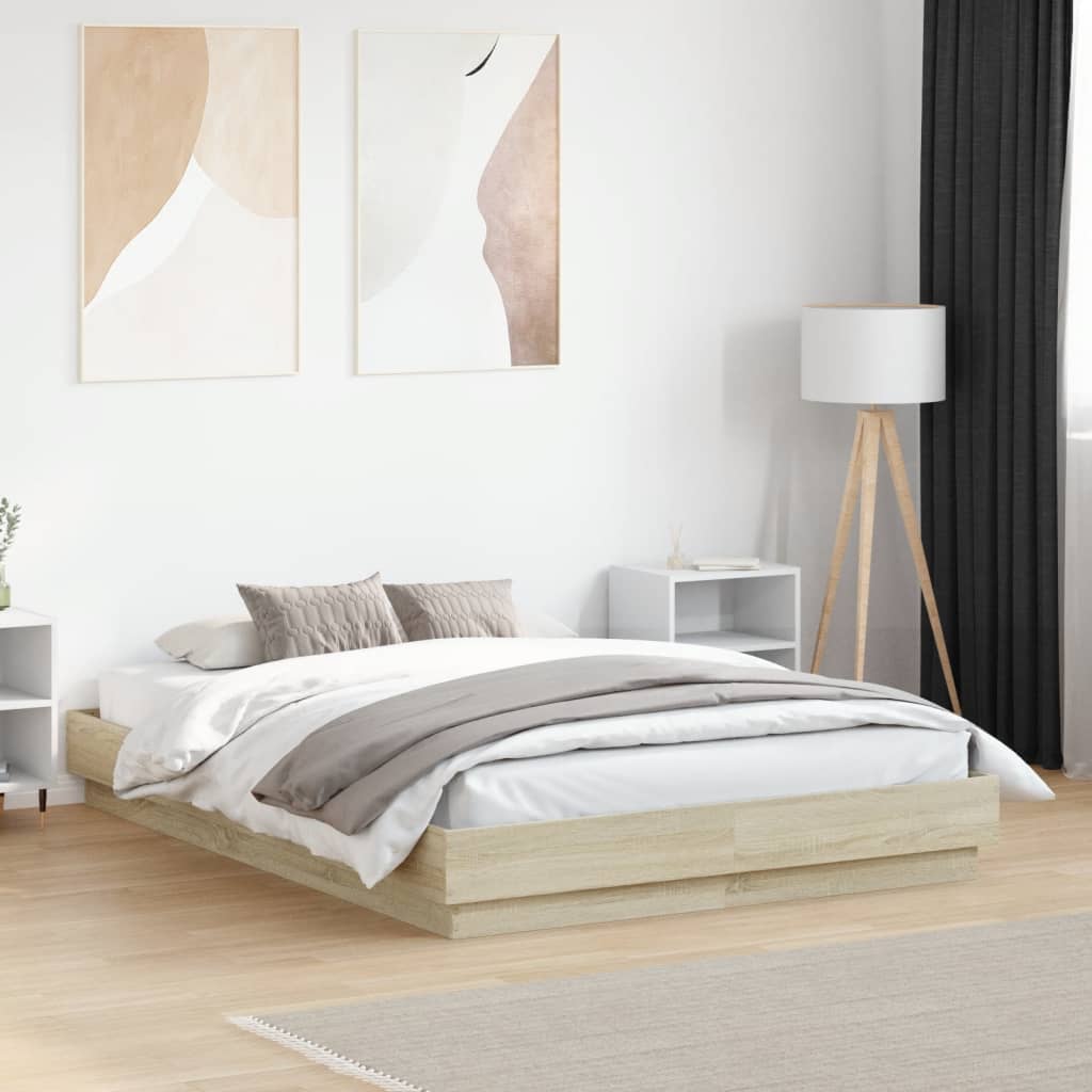 Cadre de lit avec LED sans matelas chêne sonoma 120x190 cm