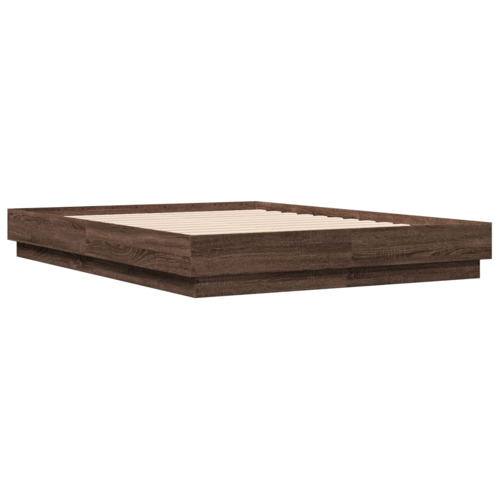 Cadre de lit avec LED sans matelas chêne marron 120x190 cm