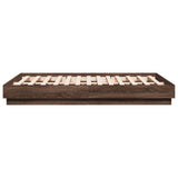 Cadre de lit avec LED sans matelas chêne marron 120x190 cm