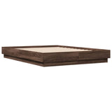 Cadre de lit avec LED sans matelas chêne marron 120x190 cm