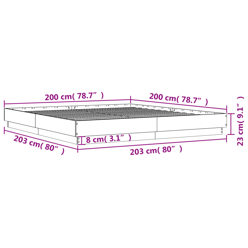 Cadre de lit sans matelas blanc 200x200 cm